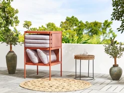 Discount Beliani Set da giardino con tavolo 2 posti TERRACINA Metallo Arancione Bianco Arancione