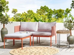 Discount Beliani Set da giardino con tavolo 2 posti TERRACINA Metallo Arancione Bianco Arancione