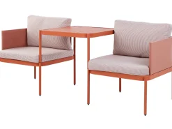 Discount Beliani Set da giardino con tavolo 2 posti TERRACINA Metallo Arancione Bianco Arancione
