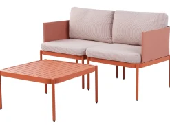 Discount Beliani Set da giardino con tavolo 2 posti TERRACINA Metallo Arancione Bianco Arancione