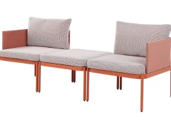 Discount Beliani Set da giardino con tavolo 2 posti TERRACINA Metallo Arancione Bianco Arancione