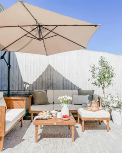 Discount Beliani Set da giardino con tavolo 5 posti BARATTI Legno d'acacia Marrone Beige Marrone