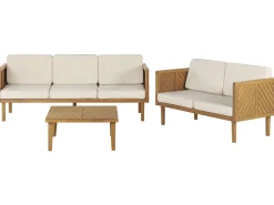 Discount Beliani Set da giardino con tavolo 5 posti BARATTI Legno d'acacia Marrone Beige Marrone