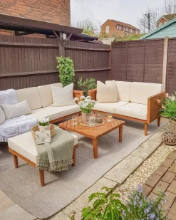 Discount Beliani Set da giardino con tavolo 5 posti BARATTI Legno d'acacia Marrone Beige Marrone