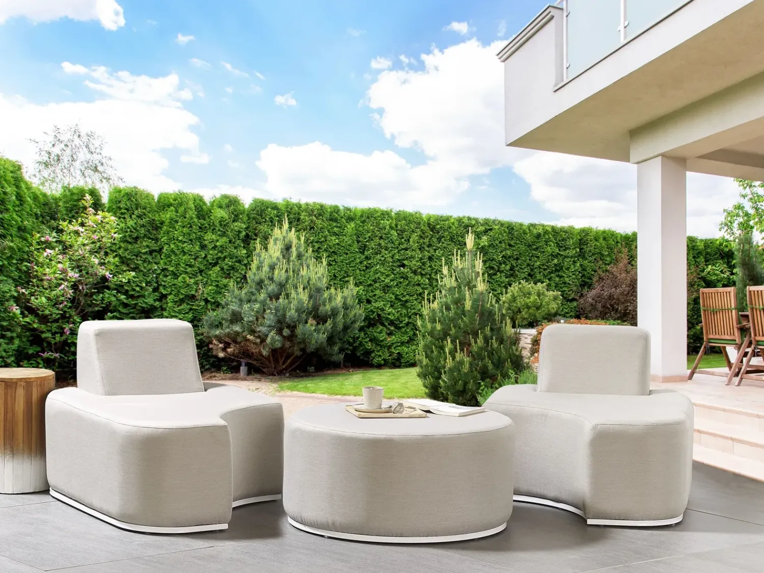 Online Beliani Set da giardino con tavolo 2 posti FABRO Modulare chiaro Grigio