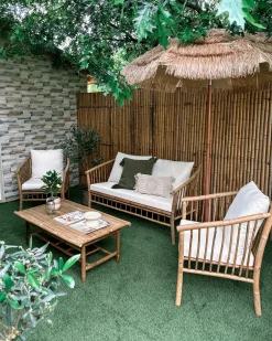 Online Beliani Set da giardino con tavolo 4 posti MAGGIORE Bambù Marrone chiaro Bianco Marrone