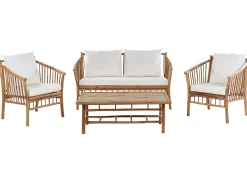 Online Beliani Set da giardino con tavolo 4 posti MAGGIORE Bambù Marrone chiaro Bianco Marrone