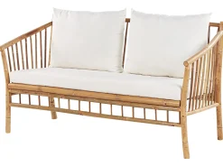 Online Beliani Set da giardino con tavolo 4 posti MAGGIORE Bambù Marrone chiaro Bianco Marrone