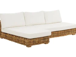 Clearance Beliani Set da giardino con tavolo 4 posti VARALLO Modulare Rattan Naturale Bianco Naturale