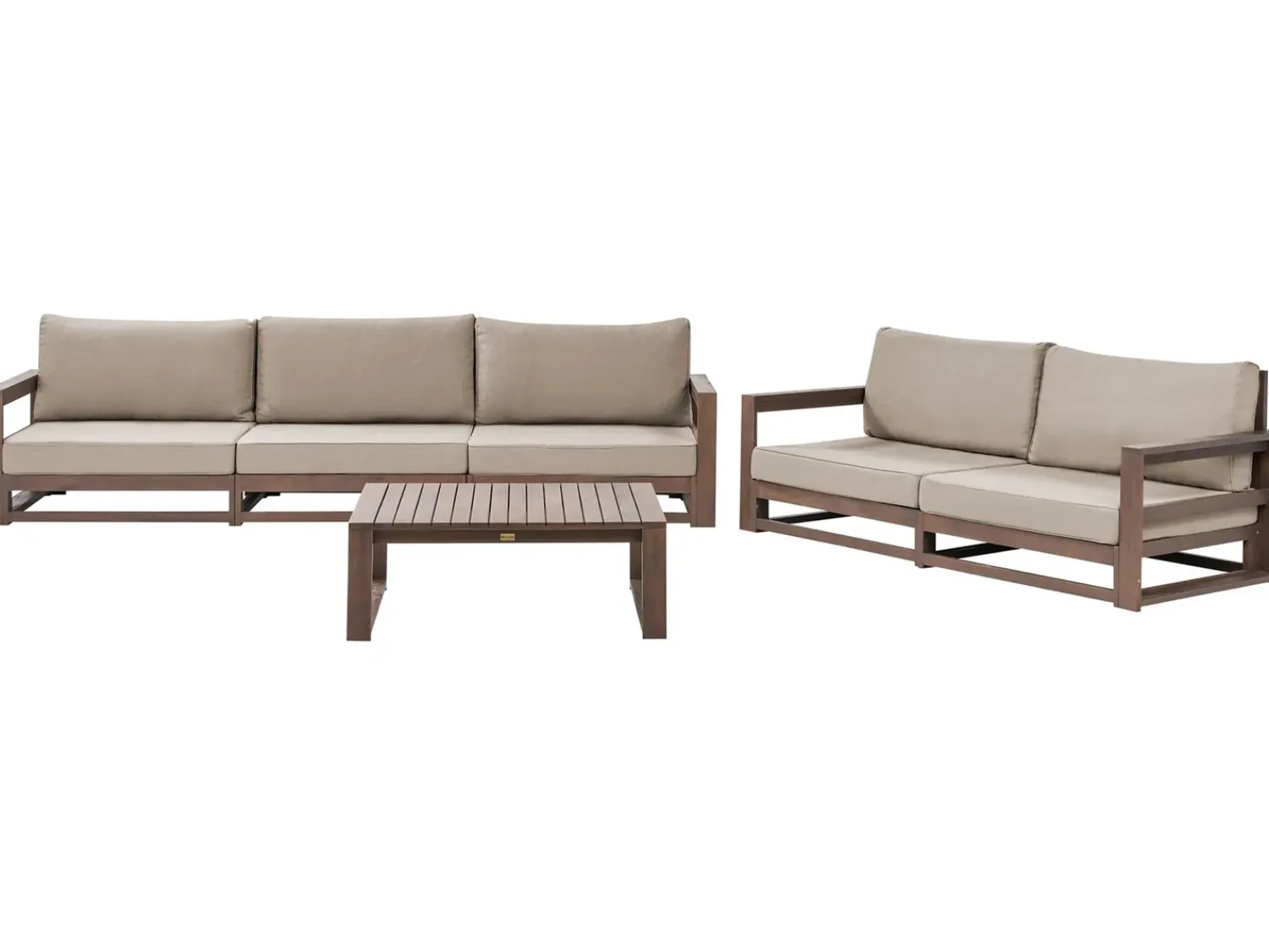 Outlet Beliani Set da giardino con tavolo 5 posti TIMOR Modulare Legno di acacia certificato Marrone scuro Beige Grigio Marrone