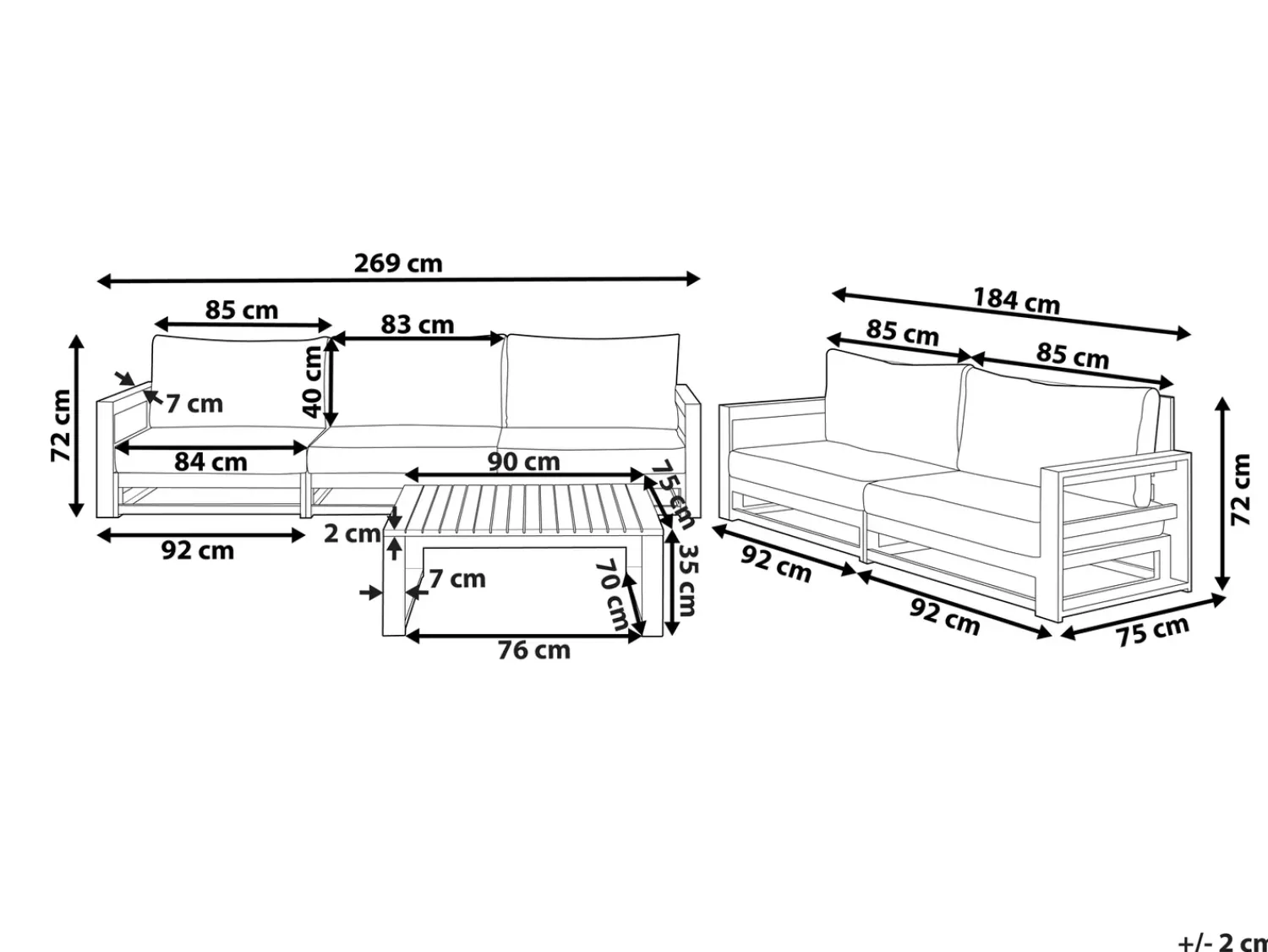 Outlet Beliani Set da giardino con tavolo 5 posti TIMOR Modulare Legno di acacia certificato Marrone scuro Beige Grigio Marrone