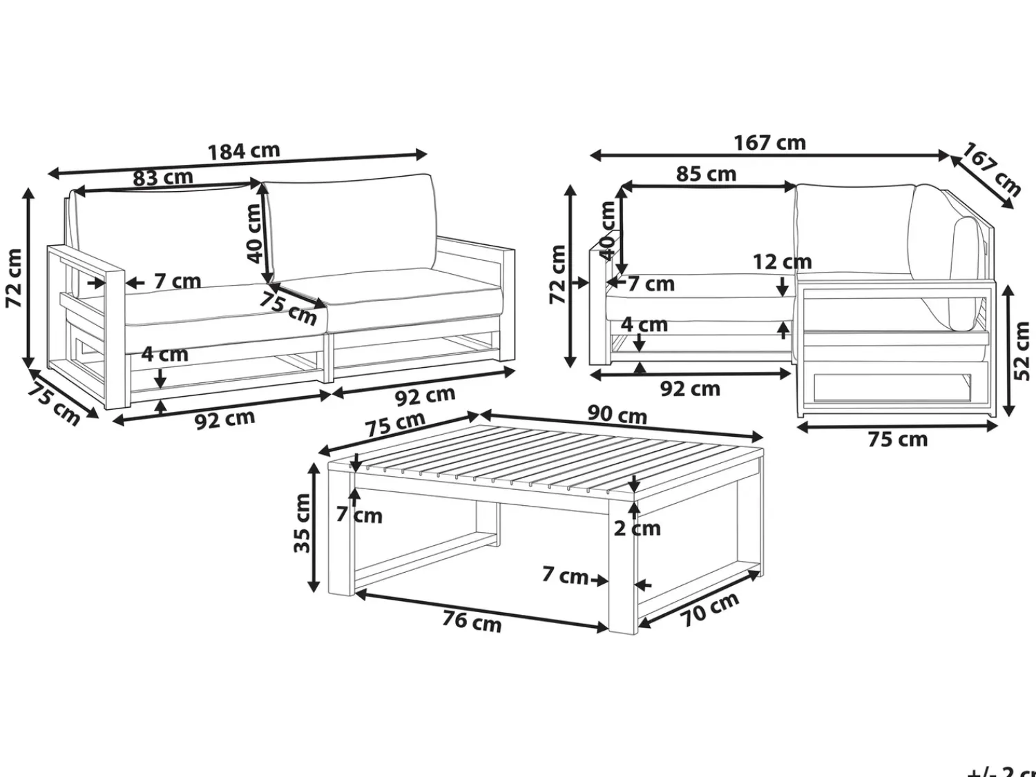 Online Beliani Set da giardino con tavolo 4 posti TIMOR Modulare Legno di acacia certificato Marrone scuro Beige Grigio Marrone