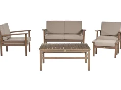 Beliani Set da giardino con tavolo 4 posti MANILA Marrone scuro Marrone Grigio