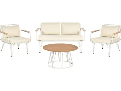 Online Beliani Set da giardino con tavolo 4 posti MONTESILVANO Metallo Beige chiaro Bianco Beige Marrone