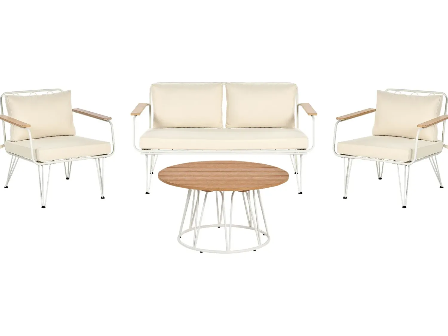 Online Beliani Set da giardino con tavolo 4 posti MONTESILVANO Metallo Beige chiaro Bianco Beige Marrone