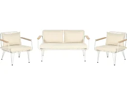 Online Beliani Set da giardino con tavolo 4 posti MONTESILVANO Metallo Beige chiaro Bianco Beige Marrone