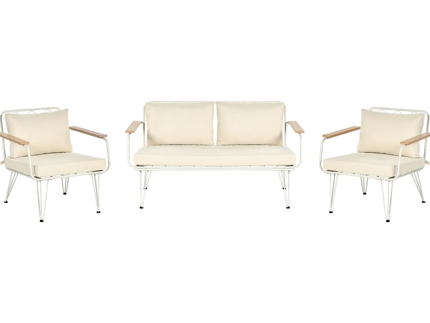 Online Beliani Set da giardino con tavolo 4 posti MONTESILVANO Metallo Beige chiaro Bianco Beige Marrone