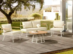 Online Beliani Set da giardino con tavolo 4 posti MONTESILVANO Metallo Beige chiaro Bianco Beige Marrone