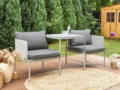 Outlet Beliani Set da giardino con tavolo 2 posti TERRACINA Metallo chiaro Grigio