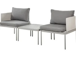 Outlet Beliani Set da giardino con tavolo 2 posti TERRACINA Metallo chiaro Grigio