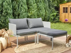 Outlet Beliani Set da giardino con tavolo 2 posti TERRACINA Metallo chiaro Grigio
