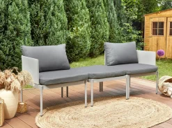 Outlet Beliani Set da giardino con tavolo 2 posti TERRACINA Metallo chiaro Grigio