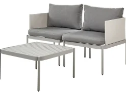 Outlet Beliani Set da giardino con tavolo 2 posti TERRACINA Metallo chiaro Grigio