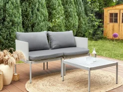 Outlet Beliani Set da giardino con tavolo 2 posti TERRACINA Metallo chiaro Grigio