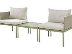 Sale Beliani Set da giardino con tavolo 2 posti TERRACINA Metallo Verde oliva Bianco Verde