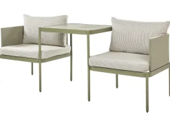 Sale Beliani Set da giardino con tavolo 2 posti TERRACINA Metallo Verde oliva Bianco Verde