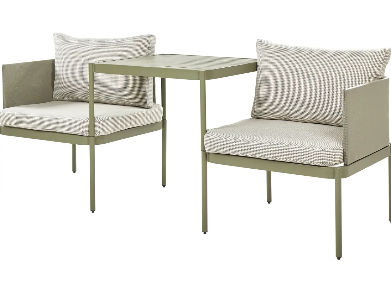 Sale Beliani Set da giardino con tavolo 2 posti TERRACINA Metallo Verde oliva Bianco Verde