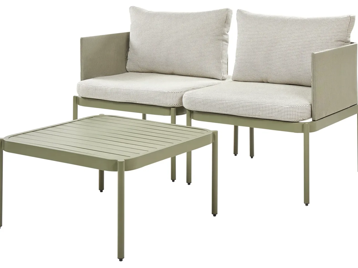 Sale Beliani Set da giardino con tavolo 2 posti TERRACINA Metallo Verde oliva Bianco Verde