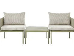 Sale Beliani Set da giardino con tavolo 2 posti TERRACINA Metallo Verde oliva Bianco Verde