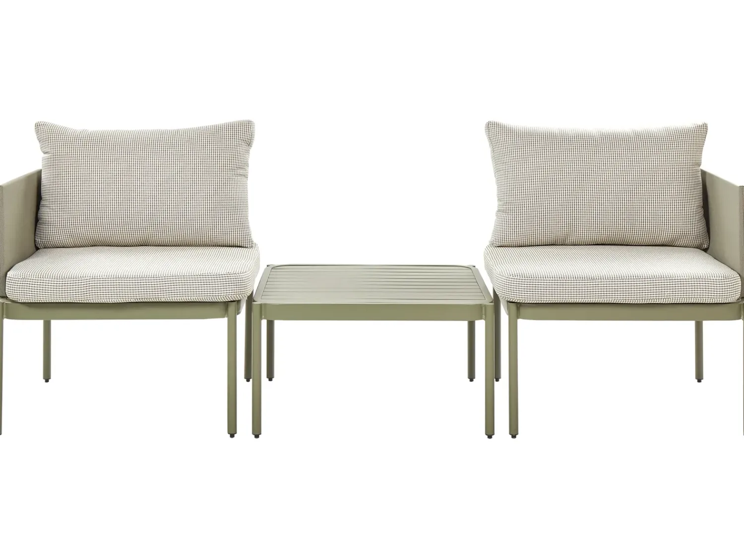Sale Beliani Set da giardino con tavolo 2 posti TERRACINA Metallo Verde oliva Bianco Verde
