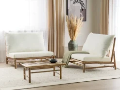 Sale Beliani Set da giardino con tavolo 2 posti TODI Bambù Bianco sporco Bianco Marrone