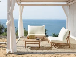 Sale Beliani Set da giardino con tavolo 2 posti TODI Bambù Bianco sporco Bianco Marrone