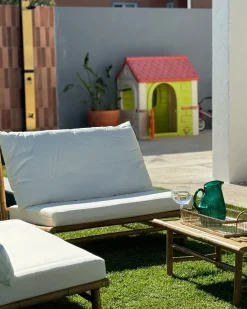 Sale Beliani Set da giardino con tavolo 2 posti TODI Bambù Bianco sporco Bianco Marrone