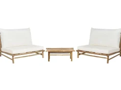 Sale Beliani Set da giardino con tavolo 2 posti TODI Bambù Bianco sporco Bianco Marrone
