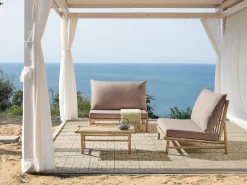Hot Beliani Set da giardino con tavolo 2 posti TODI Bambù Tortora Beige Marrone