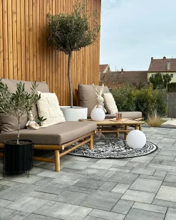 Hot Beliani Set da giardino con tavolo 2 posti TODI Bambù Tortora Beige Marrone