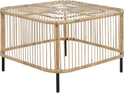 New Beliani Set da giardino con tavolo 3 posti MARATEA/CESENATICO Rattan Naturale Beige Naturale Nero