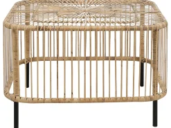 New Beliani Set da giardino con tavolo 3 posti MARATEA/CESENATICO Rattan Naturale Beige Naturale Nero
