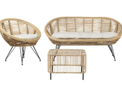 New Beliani Set da giardino con tavolo 3 posti MARATEA/CESENATICO Rattan Naturale Beige Naturale Nero