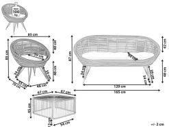 New Beliani Set da giardino con tavolo 3 posti MARATEA/CESENATICO Rattan Naturale Beige Naturale Nero