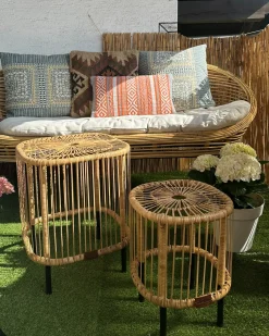 Online Beliani Set da giardino con tavolo 3 posti MARATEA/CESENATICO Rattan Naturale Beige Naturale Nero