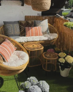 Online Beliani Set da giardino con tavolo 3 posti MARATEA/CESENATICO Rattan Naturale Beige Naturale Nero