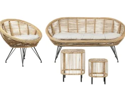 Online Beliani Set da giardino con tavolo 3 posti MARATEA/CESENATICO Rattan Naturale Beige Naturale Nero
