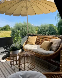 Online Beliani Set da giardino con tavolo 3 posti MARATEA/CESENATICO Rattan Naturale Beige Naturale Nero