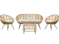 Online Beliani Set da giardino con tavolo 4 posti MARATEA/CESENATICO Rattan Naturale Beige Naturale Nero