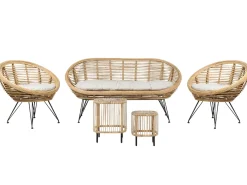Hot Beliani Set da giardino con tavolo 4 posti MARATEA/CESENATICO Rattan Naturale Beige Naturale Nero